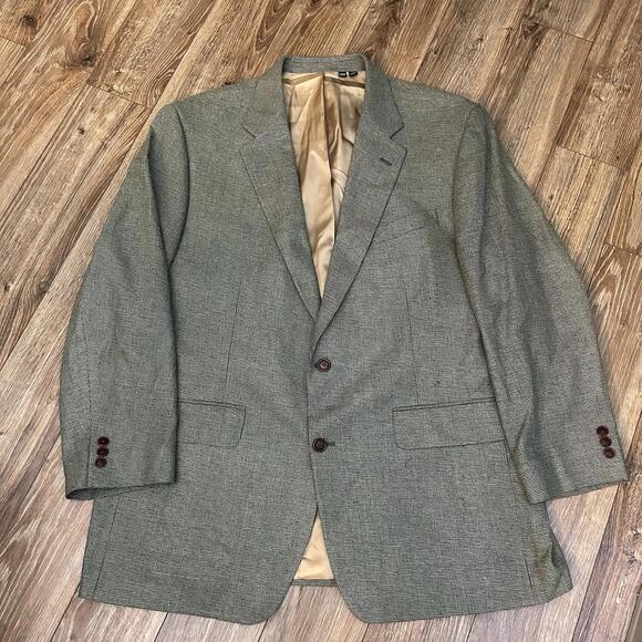 Orvis Blazer Mens 46R 100% Silk 2 Button Single Breasted Green Notch Collar